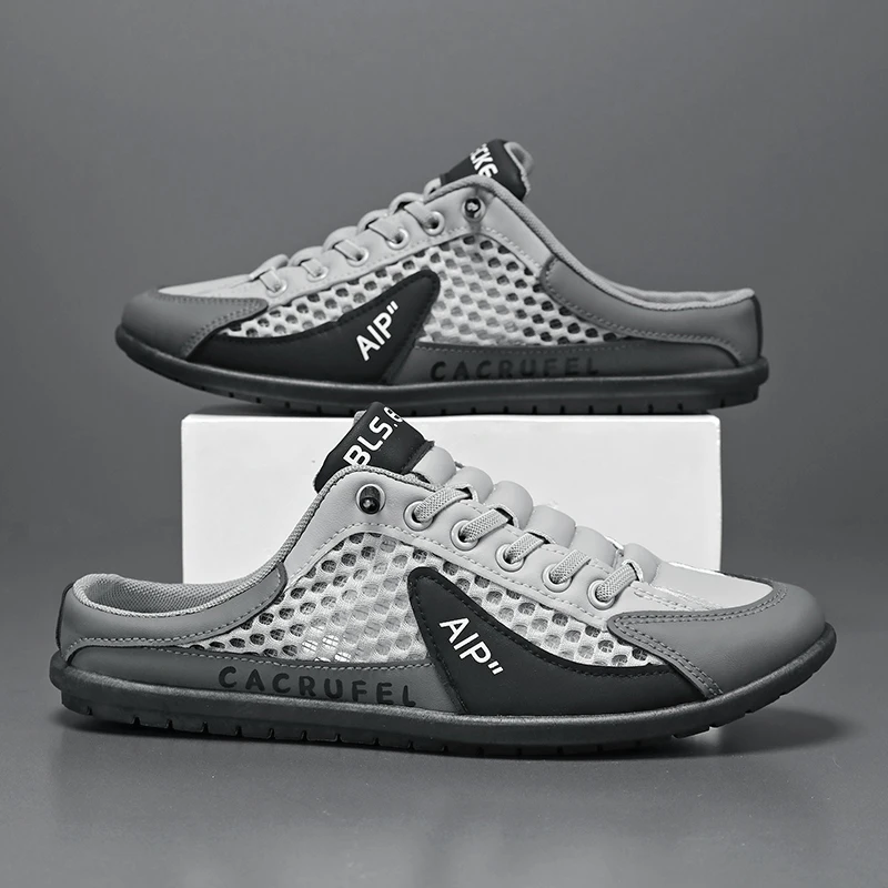 

Мужские летние дышащие сетчатые сандалии Baotou, цельные повседневные пляжные сандалии, спортивная обувь, нескользящие и прочные мужские сандалии.