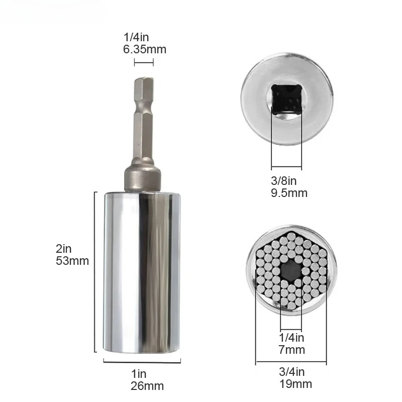 Universal Socket Key, Socket Small Tool, 7-19mm Electric Drill Bit Adapter, Key, Nut, Magic Handle, Multi-hand Tool, Multi-tool