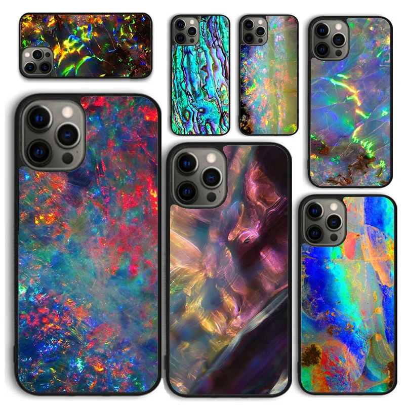 Geode opal iridescent holographic marble Phone Case for iPhone 16 15 14 12 13 mini PLUS X XS XR 11 PRO MAX Fundas