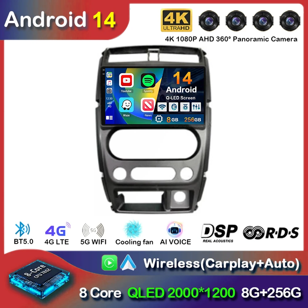 

Android 14 Carplay Car Radio For Suzuki Jimny 3 2005-2019 Multimedia Video Player Navigation GPS Auto 2Din 2 Din DSP DVD Stereo