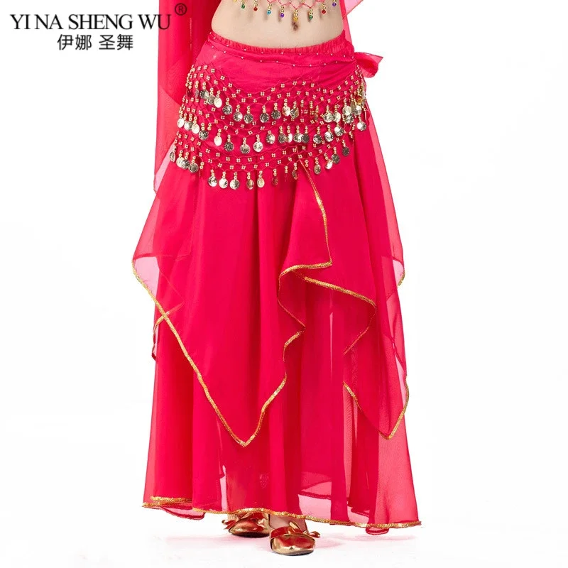 Belly Dance Skirt Professional Competition Sexy Chiffon For Women Belly Dance Skirt Costume Dancer Skirt 9 Color New