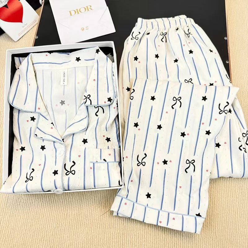 

Пижамы женские осенне-зимние милые брюки с длинными рукавами с героями мультфильмов женские полосатые свободные повседневные пижамы комплект домашней одежды студентка