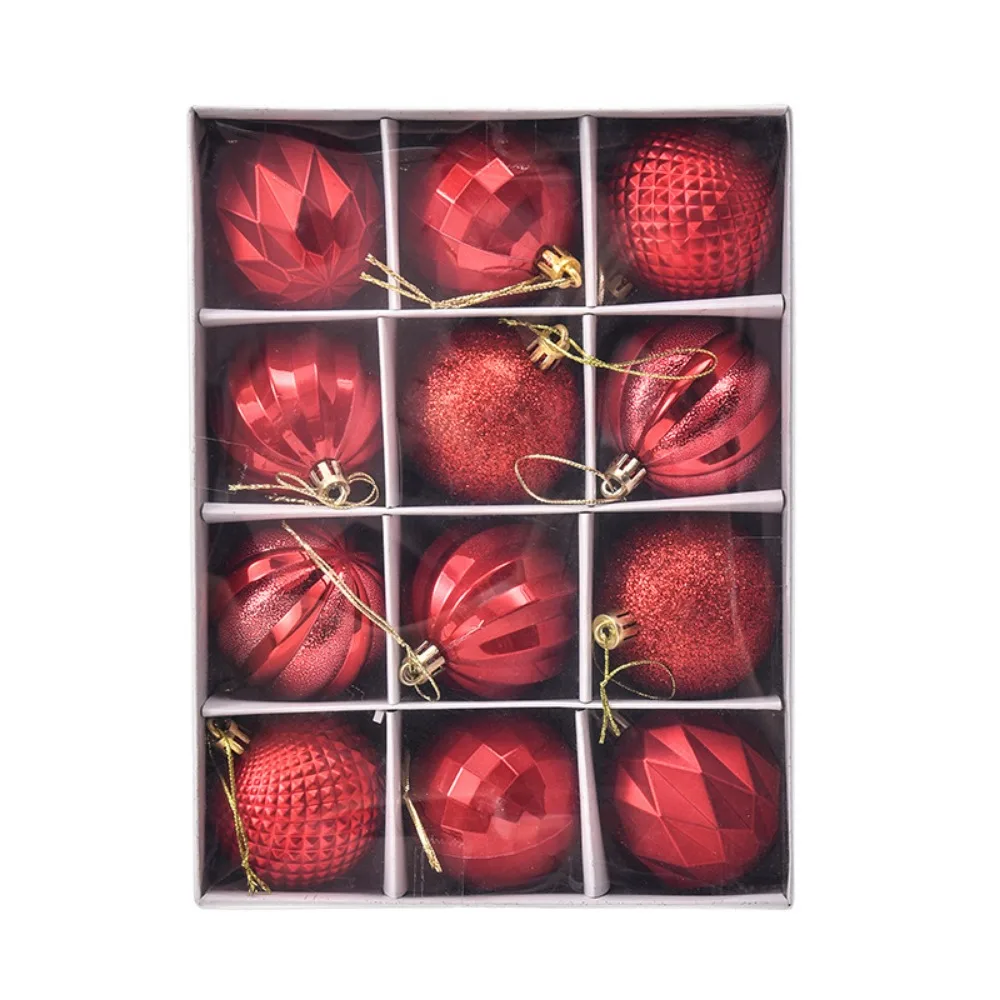 

12Pcs 6cm Electroplated Christmas Balls Plastic Colored Christmas Tree Hangings Pendant Shatterproof Exquisite