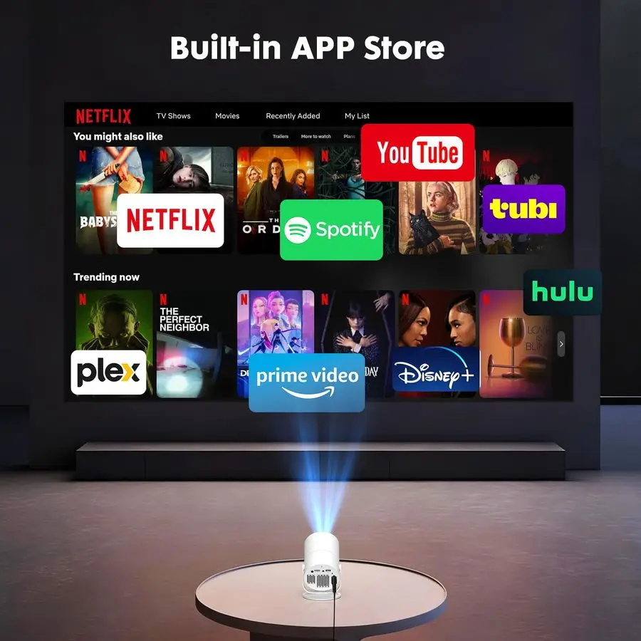 Apps Mini Projector with WiFi and Bluetooth amp Android 12, Electric Focus 1080P Mini Portable Projector, Compatible with HDMI S