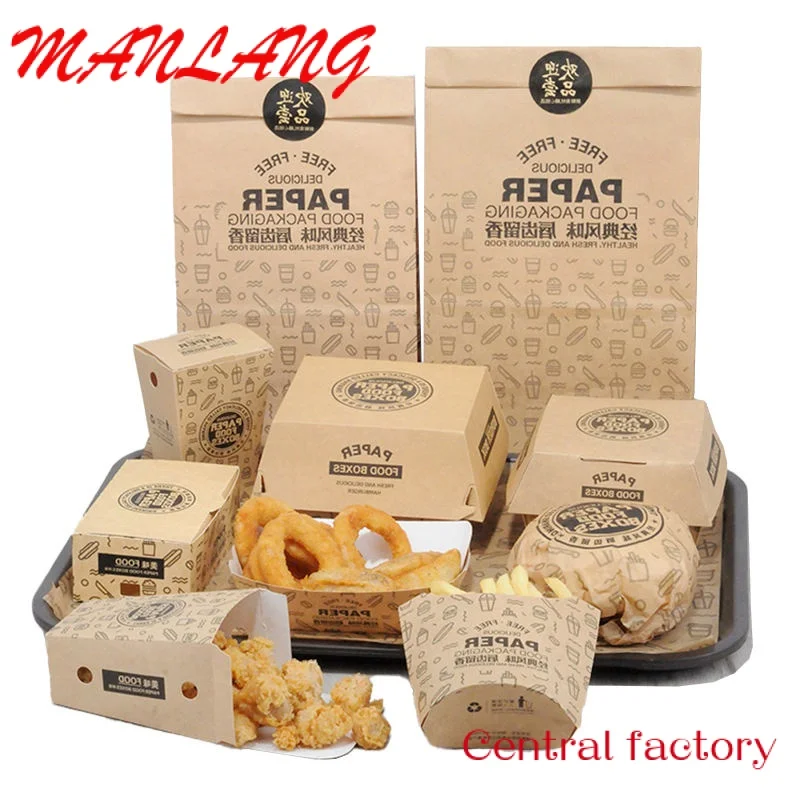 Custom  Custom Printing Food Packing French Fries Chicken Sushi Take Away Box Fast Food Disposable Burger Box Packaging