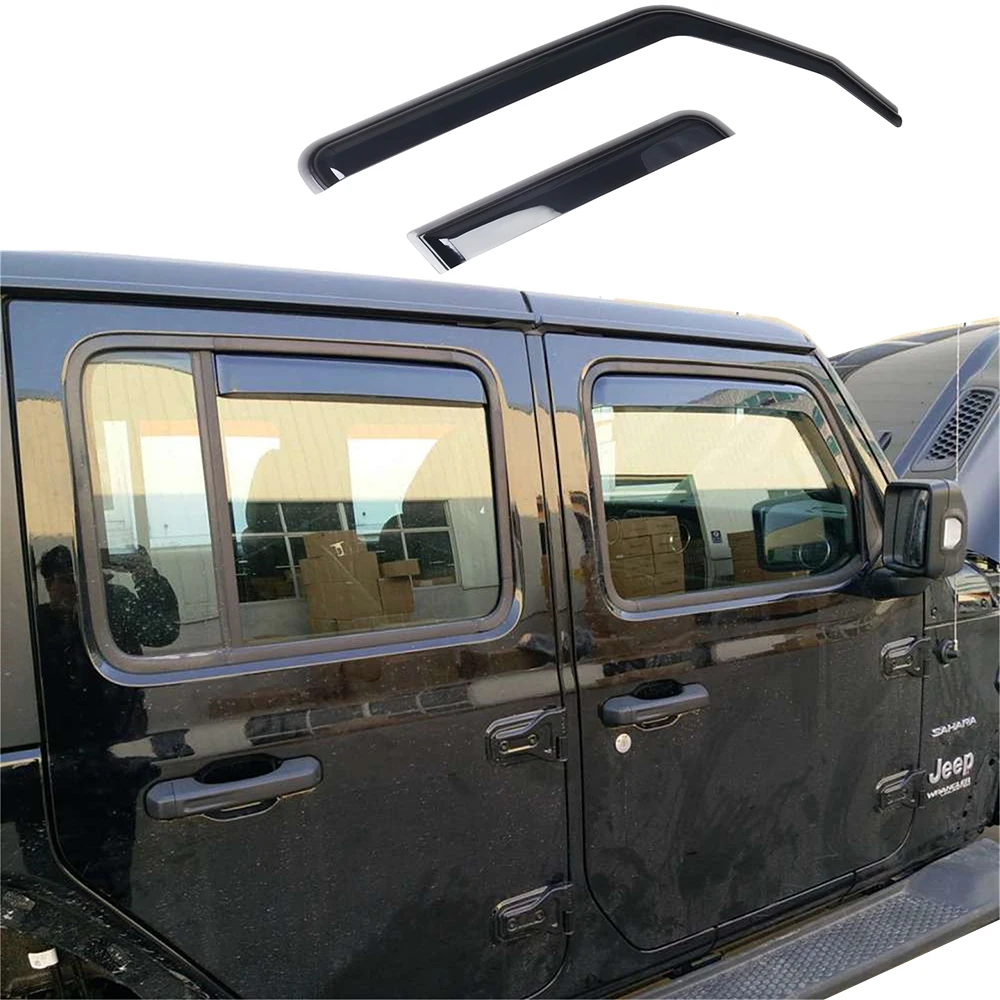 

SXMA JL1047 Window Visor Ran Sun Deflector Shelter Rain Guard Vent Shade Canopy Rainshelters forJeep forWrangler JL 2018+,4doors
