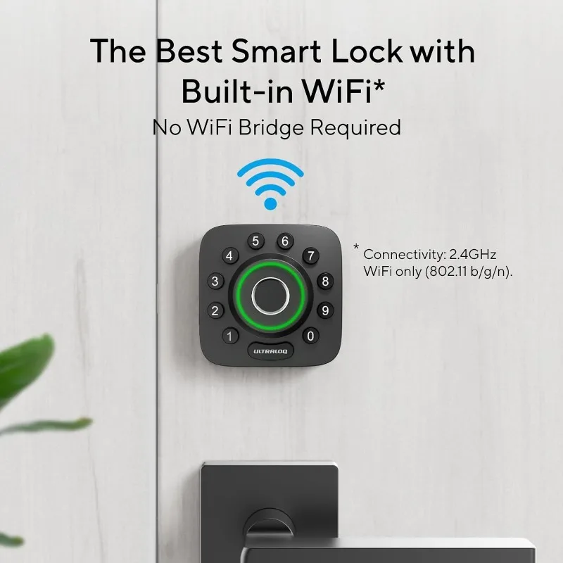 U-Bolt Pro WiFi Smart Lock with Door Sensor, 8-in-1 Keyless Entry Door Lock with Built-in WiFi,Fingerprint ID,App Remote Control