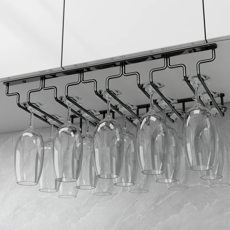 مسدس رمادي 304 حامل كأس للنبيذ من الفولاذ المقاوم للصدأ رأسًا على عقب حامل كأس منزلي معلق حامل كأس للنبيذ حلية خفيفة luxu #3