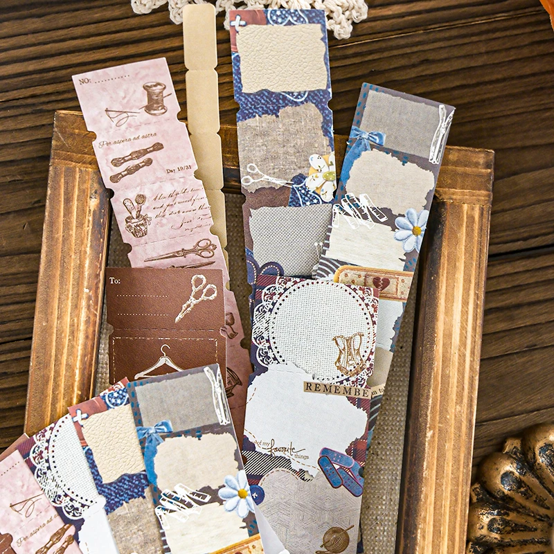 12pcs Retro Strip Label Material Paper Creative Handbook Collage DIY Junk Journal Scrapbook Material Aesthetic Craft Paper