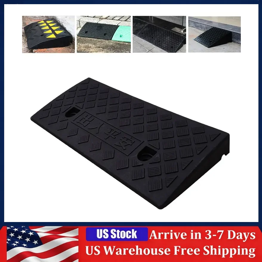 2PCS Car Threshold Ramp Plastic Curb Ramp With Textured Surface Rubber Speed Reducer Garage Threshold Curb Ramp Road Tools