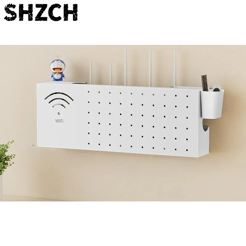 Wall Mount Router Holder No Drilling Set Top Box Shelf Optical WiFi Box Cable Socket Cover Box Network Wire Management Organizer