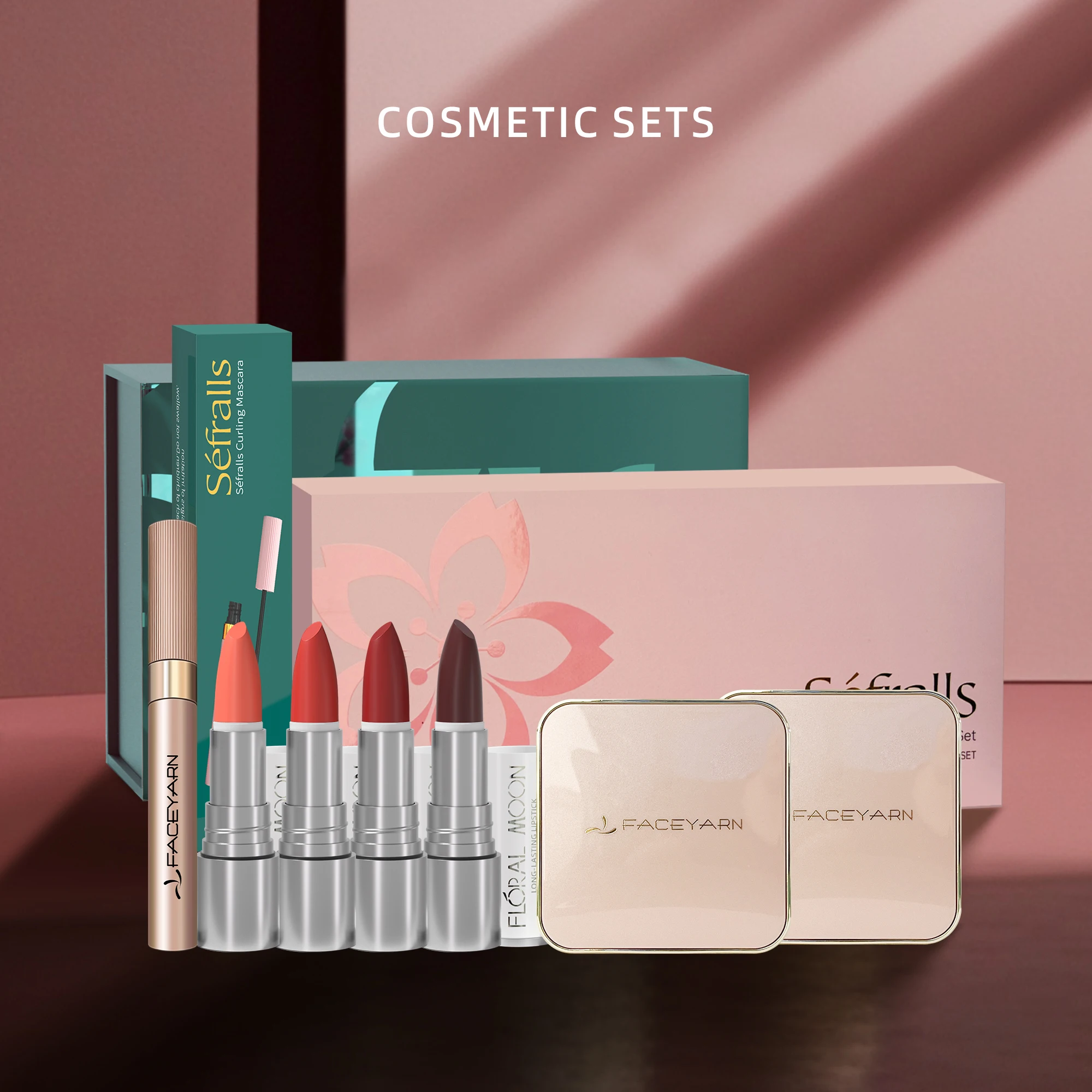 

Séfralls beauty set Thousand Kisses Lipstick&Volume Mascara&Sakura Moisturising Cushion CC Creamset，perfect Valentine's Day gift