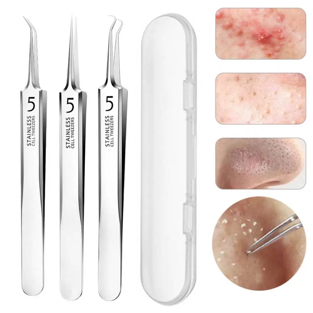 

Fine Point Acne Clip Professional Acne Blackhead Tweezers Set with Magnifying Care Tools for Gentle Extraction Facial