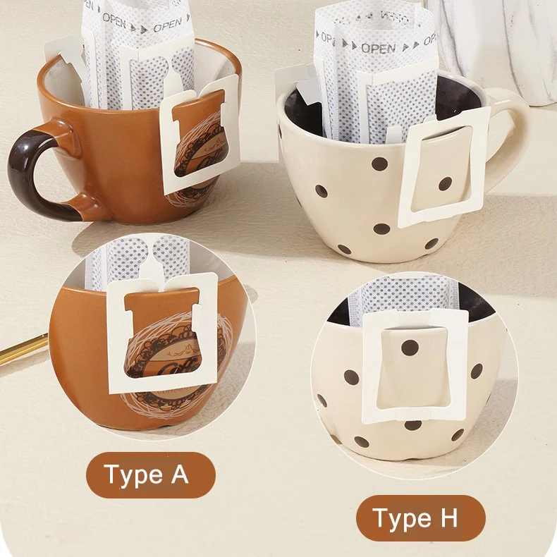 50pcs/bag Hanging Ear Coffee Powder Filter Paper Hand Brewing Filter Bag Thickened Food Grade Hanging Ear Coffee Drip Filter Bag view 2