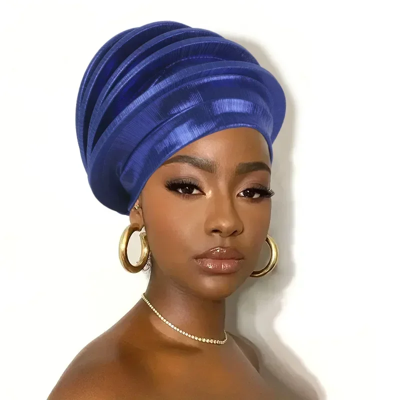 2025 Elegant Spiral Beret for Women African Head Wraps Female Turban Nigeria Headpiece Wedding Party Auto Gele Headties Cap Hat