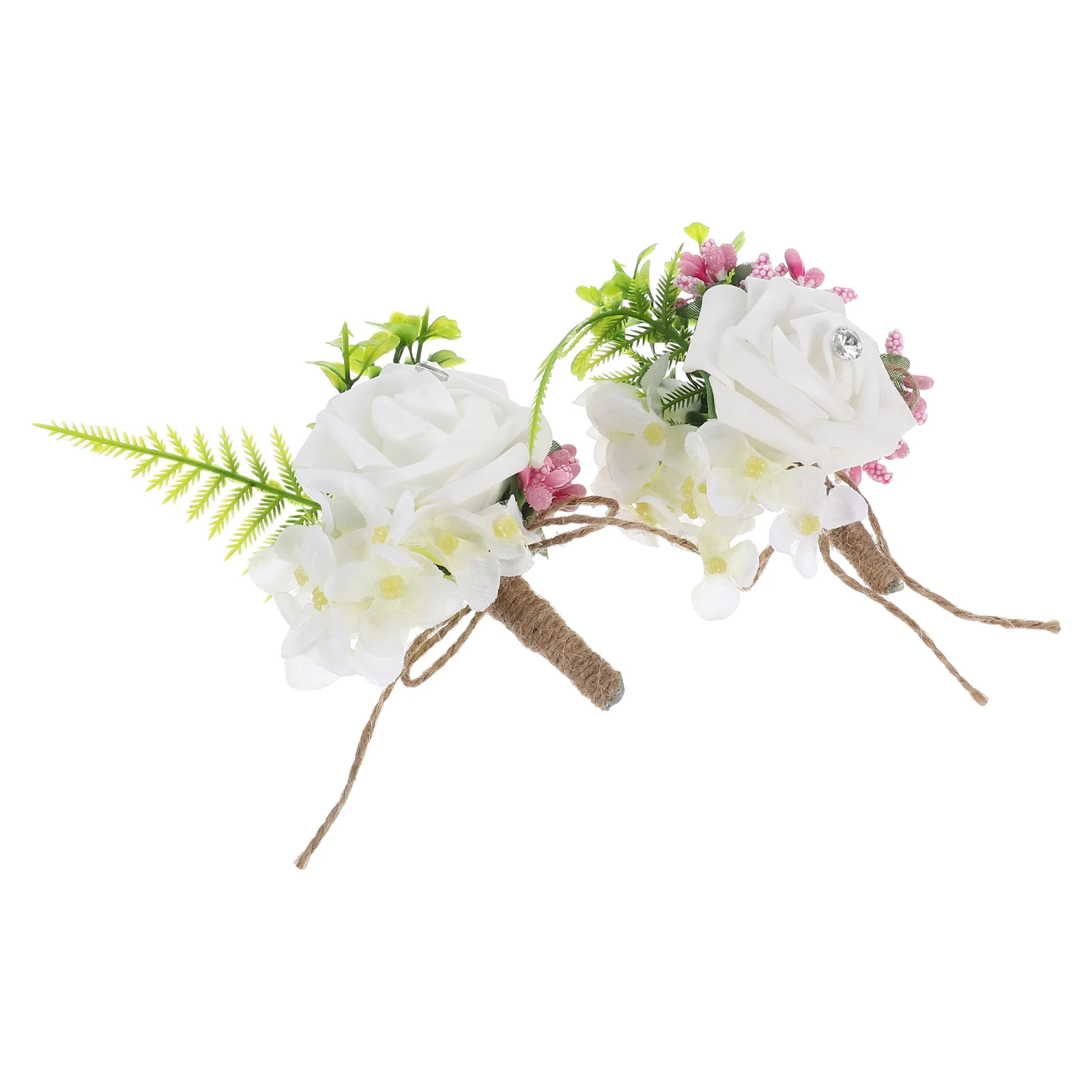 

2 Pcs Artificial Silk Rose Corsage Bright Color Wedding Decoration Bridal Brooch Lapel Pins Bridegroom Banquet Prom Soiree
