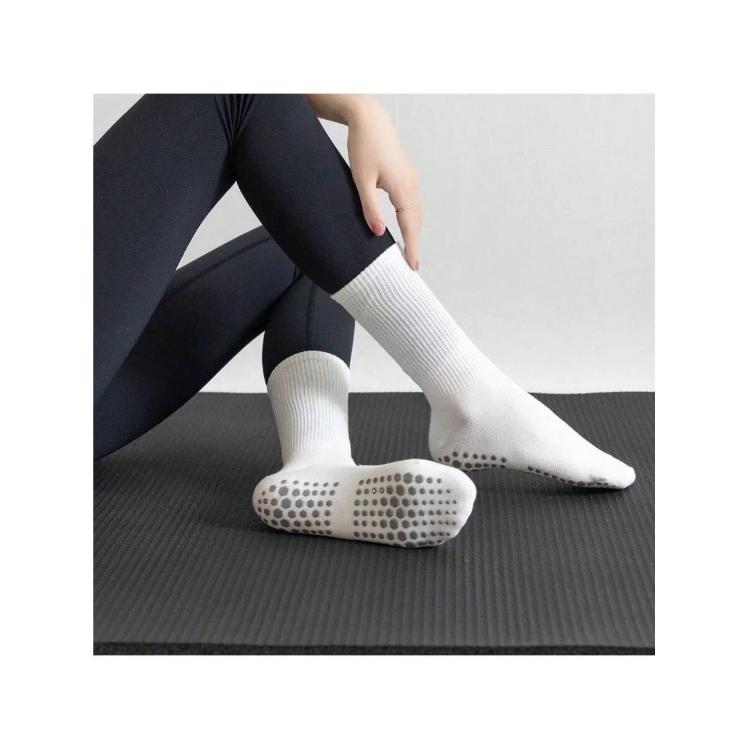 

Professional Yoga Socks For Women - Silicone Grips, Mid-Calf Length, Non-Slip Indoor Athletic Footwear