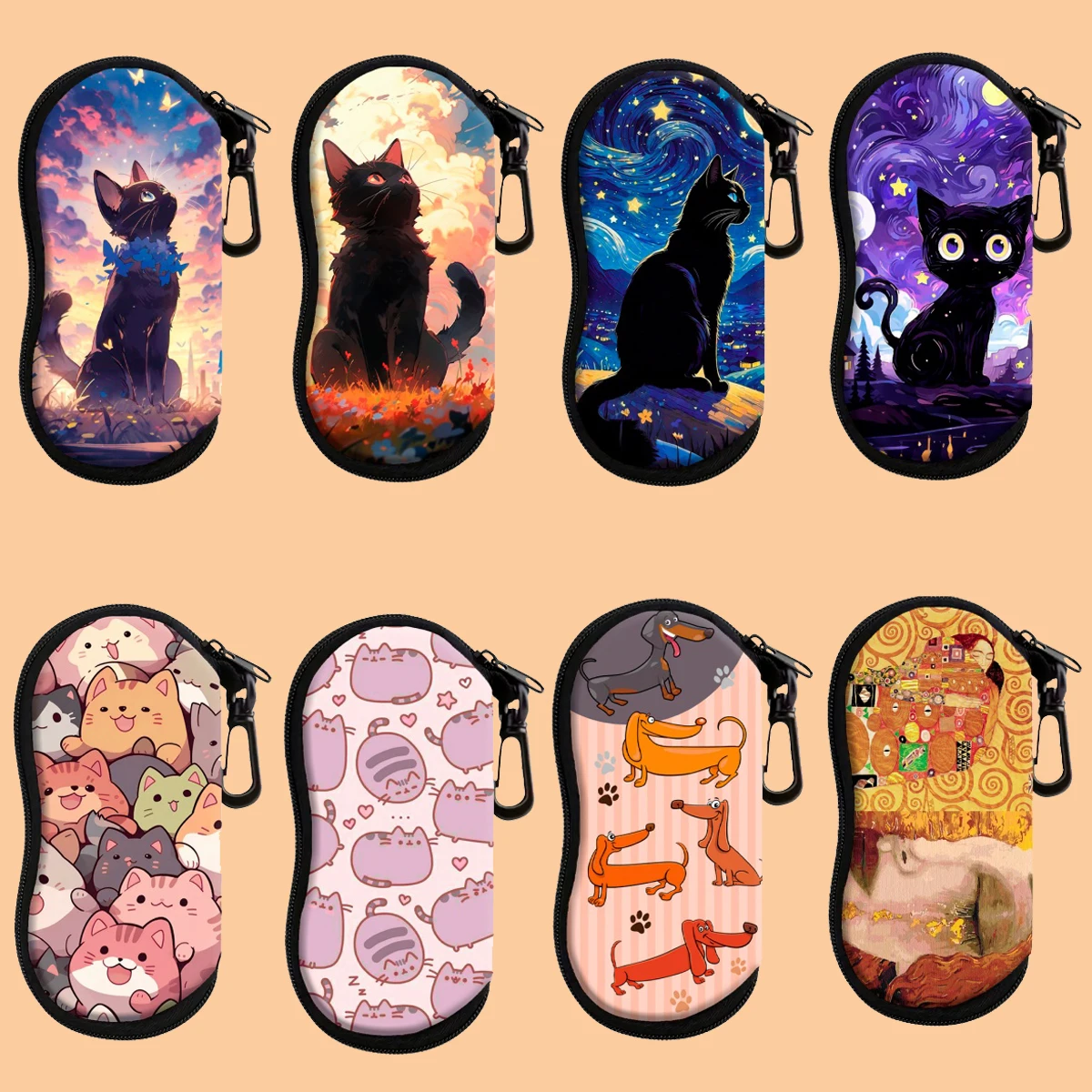 

Lovely Cat Glasses Bag Zipper Eyeglasses Box Shockproof Sport Sunglasses Bag Fashion Storage Box Portable Soft Case