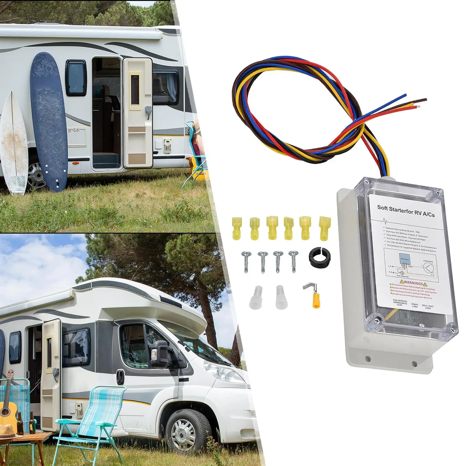 

Generic Air Conditioner Soft Start Kit RV AC Soft Start Kit Maintain Electrical Equipment with Generator for Car Auto RV
