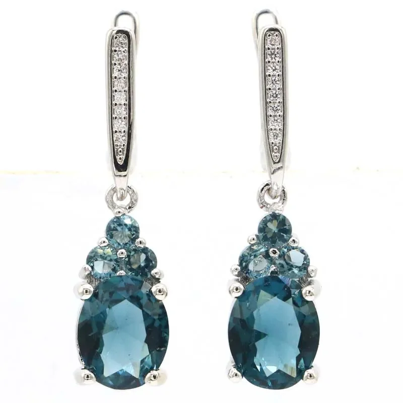 Buy 3 Get 1 Free 6g Customized 925 SOLID STERLING SILVER Earrings London Blue Peridot Iolite Mystic Topaz Blue Aquamarine