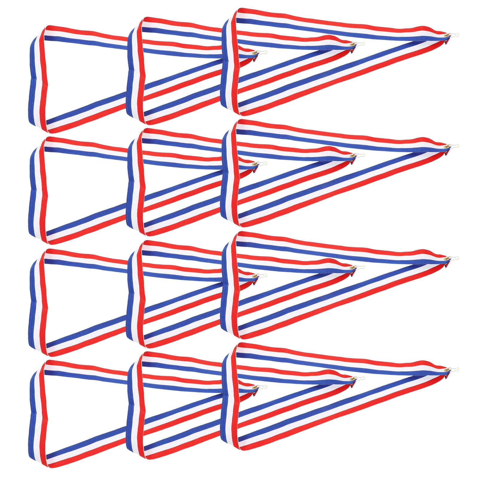 

12pcs Medal Ribbons Red White Blue Polyester Cotton Large Hanging Sports Participation Award Lanyards Competition Neck Ribbon
