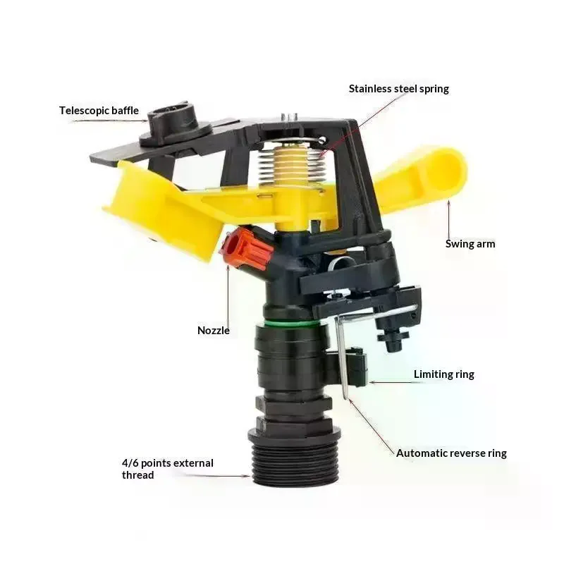 Adjustable Rocker Lawn Sprinkler 360 Degree Rotation Even Spray For Irrigation Agricultural Site Cooling Dust Removal