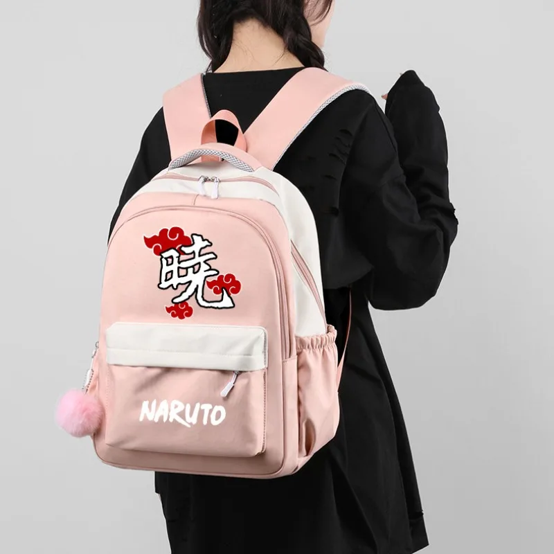 

Рюкзак Аниме Наруто Саске Черно-Белая компьютерная сумка Kawaii большой вместимости Детская школьная сумка Дорожные сумки Холщовые сумки