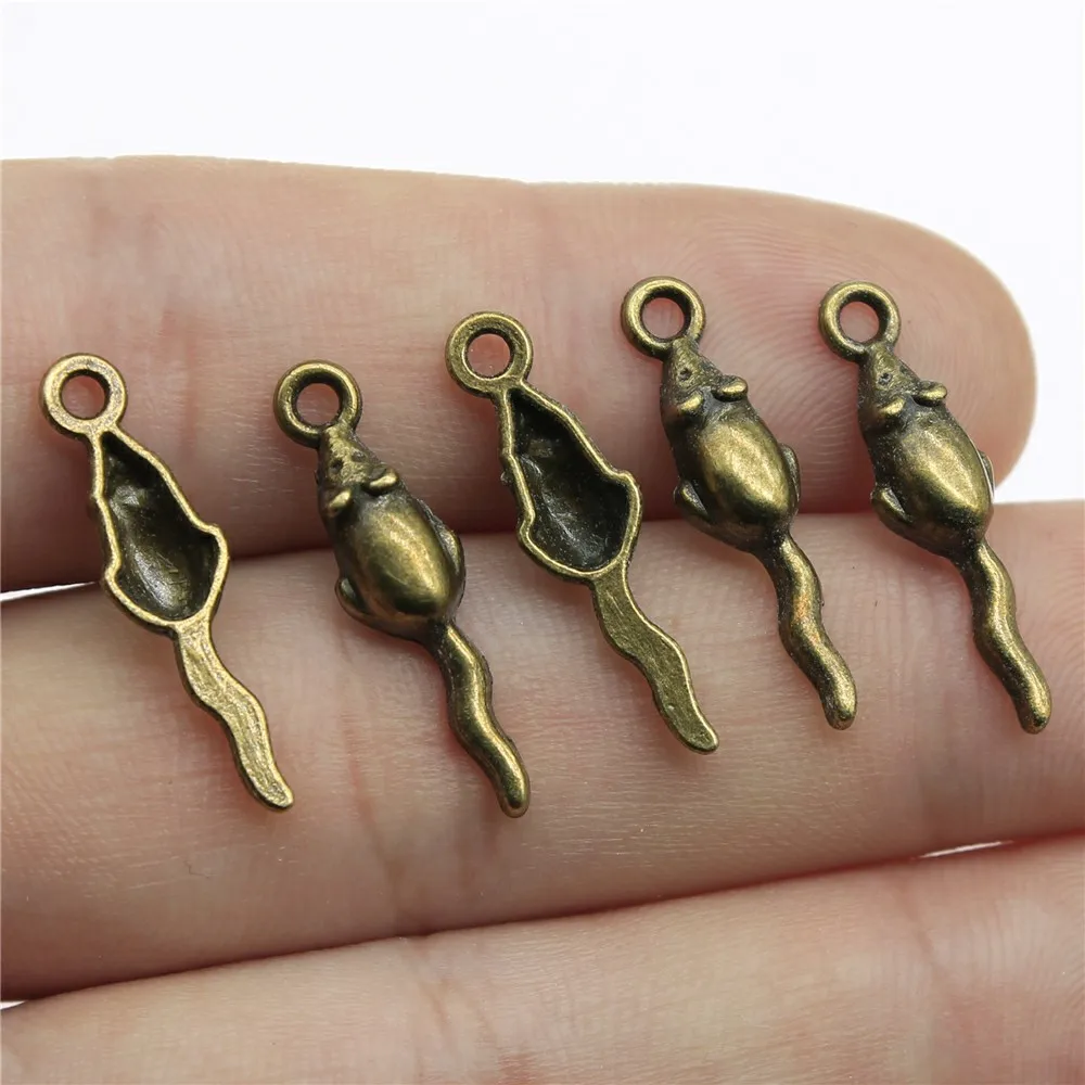 WYSIWYG 20pcs 24x6mm Pendant Small Mouse Mouse Rat Charm Pendants For Jewelry Making 2 Colors Mouse Pendants