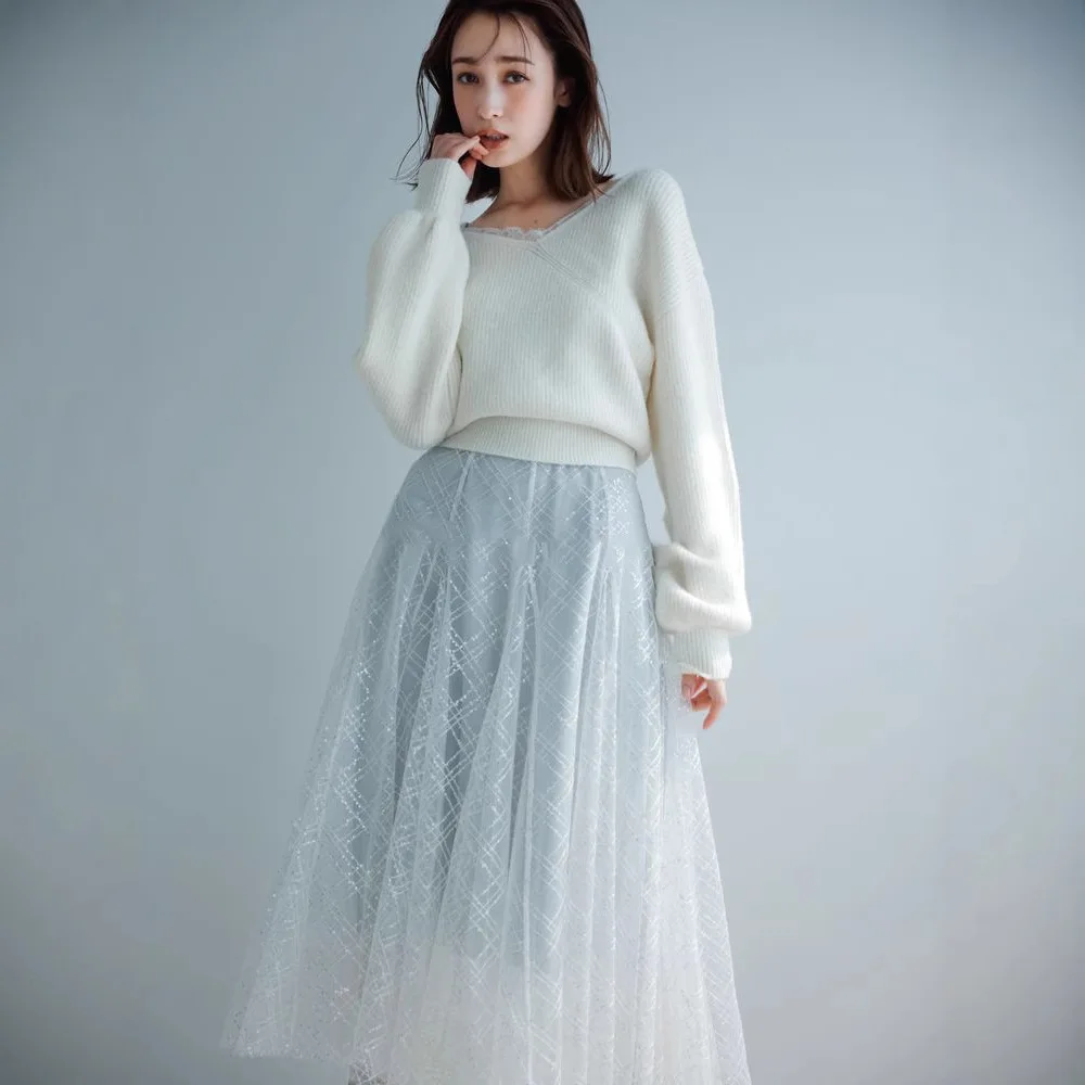 

Gagarich Fashion 2025 Early Spring Japanese Cross-border Luminous Embroidery Big Swing Fairy Skirt Heavy Industry Skirts