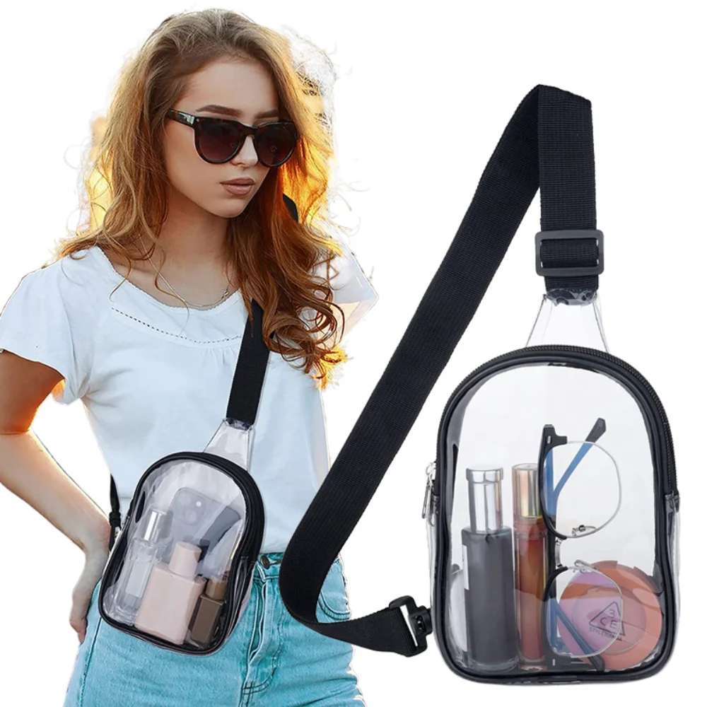 Mini Waterproof Transparent PVC Clear Crossbody Belt Sports Bag Women Men Casual Messenger Handbag Concert Stadium Approved Gift