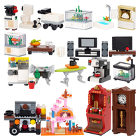 MOC Furniture Bricks City Room Wardrobe Toilet Barbecue Animal Cat Dog Compatible Building Blocks Friends Gift Toys For Children