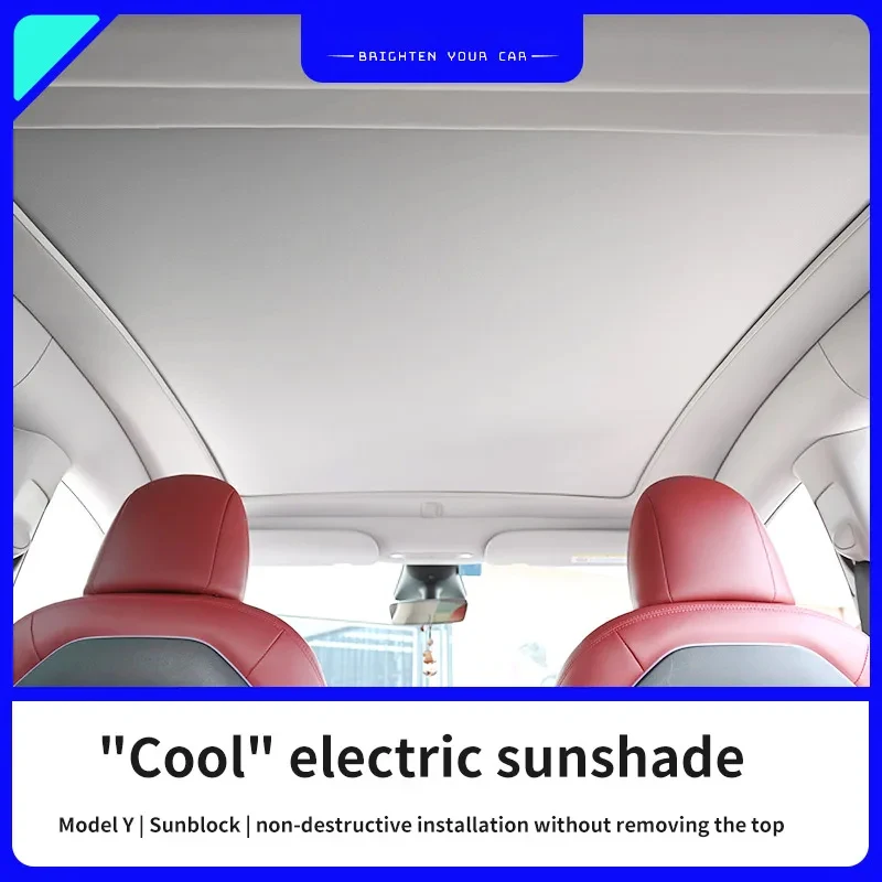 Electric Sunshade for Tesla Model Y 2025 - 2021 Car Panoramic Integrated Sun Roof Visor Shade 2024 Car Interior Accessories