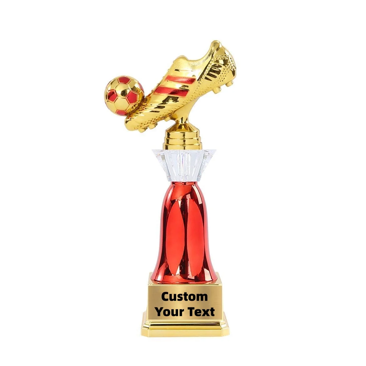 Trophée personnalisable en plastique en forme de botte dorée – Souvenir de match de football, coupe de club de supporters, compétition, honneur, sports jeunesse