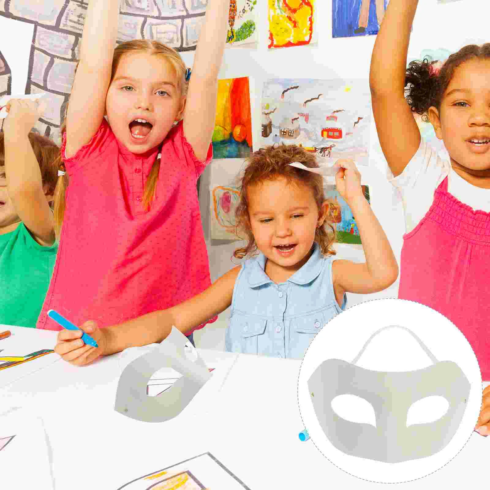 15 Pcs Paintable Paper DIY Pulp Mask Masquerade Gold Decor White Halloween Mascara Decorate