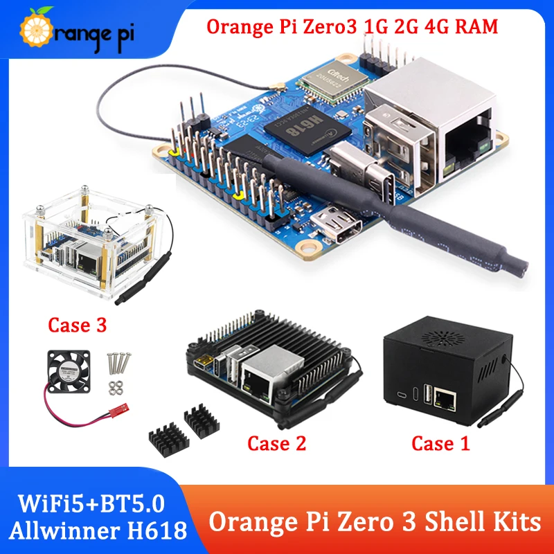 Плата для разработки Orange Pi Zero3 4G 2G 1G RAM Allwinner H618 64-bit USB2.0 Двухдиапазонная WiFi5 + BT5.0 Gigabit LAN