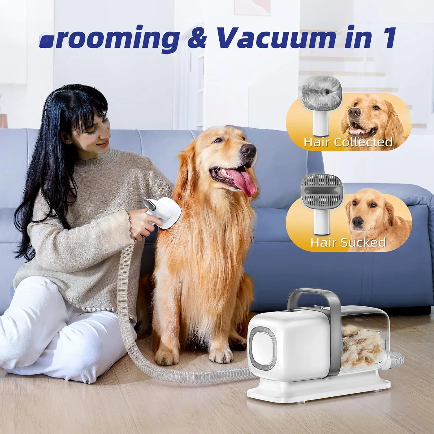 Dog Grooming Kit,Pet Grooming Vacuum,Dog Clipper,Pet Grooming Shedding Brush,Cleaning Tool,Low Noise Cat Vacuum for Pet