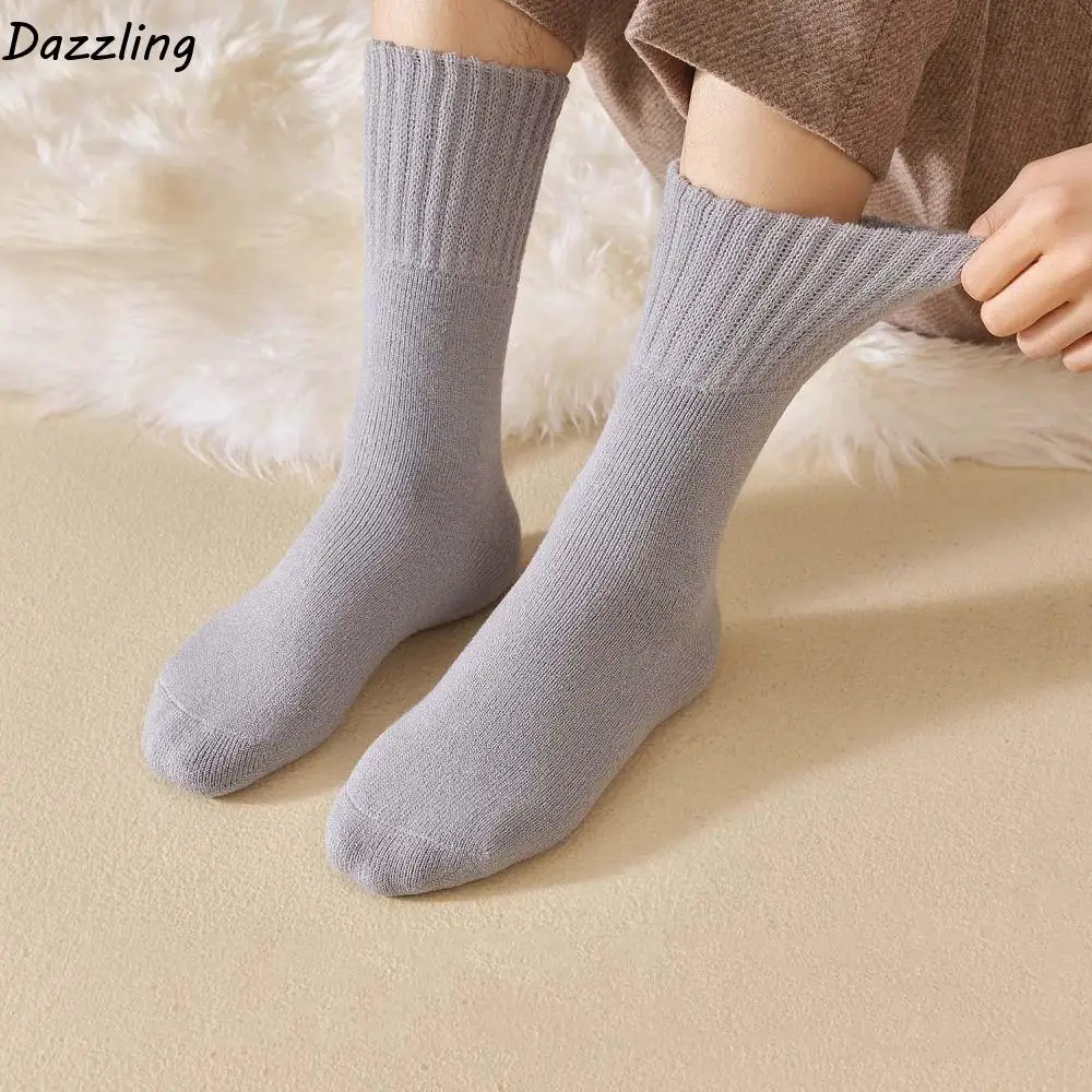 

3Pairs Breathable Simple Thicken Warm Socks Autumn Winter Plush Thermal Wool Socks Hosiery Mid Tube Cashmere Socks Men Men Boy