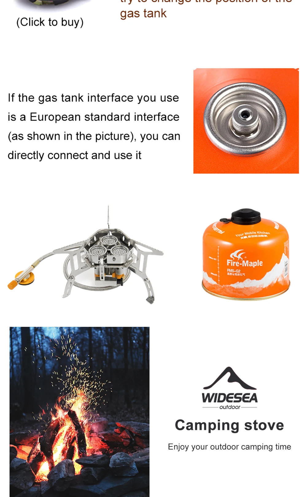 Widesea Camping Tourist Brenner Big Power Gasherd Kochgeschirr Tragbarer Ofen Picknick Grill Tourismusbedarf Outdoor-Erholung – Detail 5