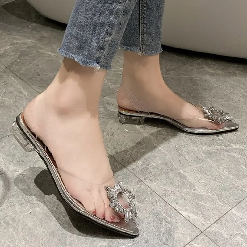 2024 New Spring and Autumn Fashion New Sexy Banquet Transparent Comfortable Crystal Women\'s High Heels Zapatos Mujer