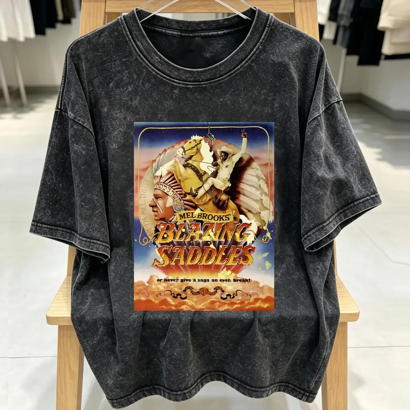 washed T Shirt Blazing Saddles long or short sleeves vintage Washed designer clothes Top For Everyday Wear Comfortable