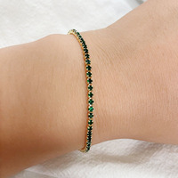 9colors 2mm 15-17cm+2cm Thin CZ Stones Chain Tennis Bracelet For Women Girls Jewelry Brass Yellow Gold Color Pulseira Feminina