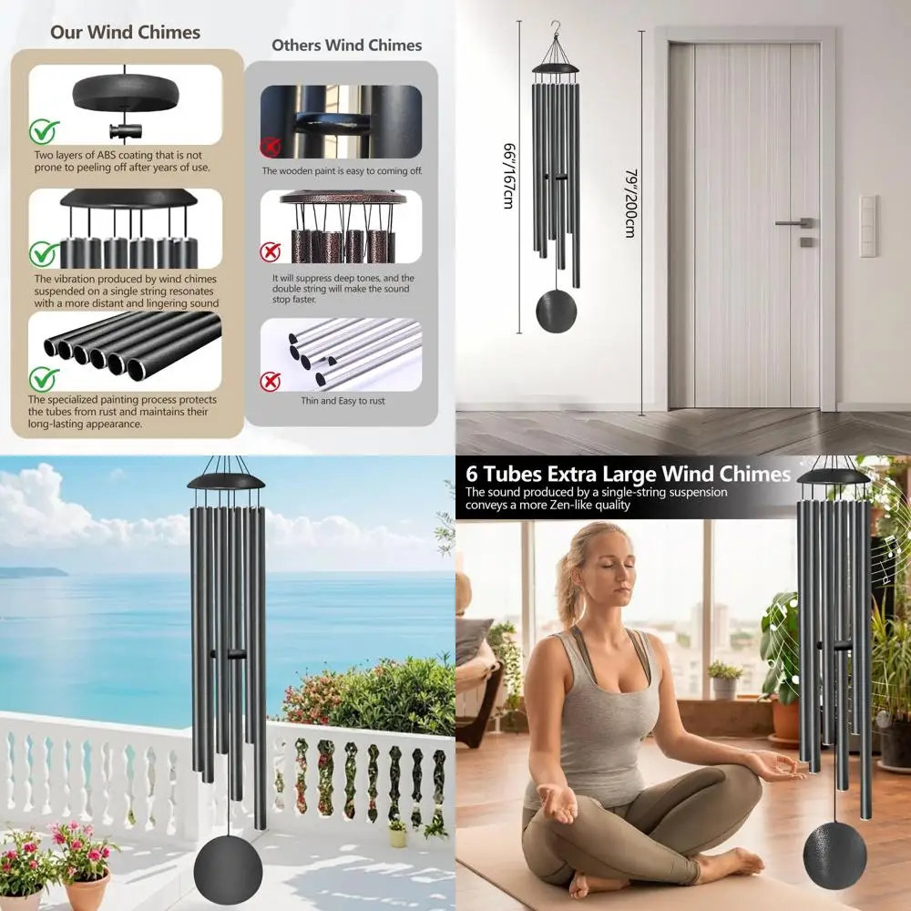 

66 Deep Tone Outdoor Memorial Wind Chimes - Thick Tube Set for Grieving, Comforting Gifts for Women, Moms, Grandmas, Sympathy, S