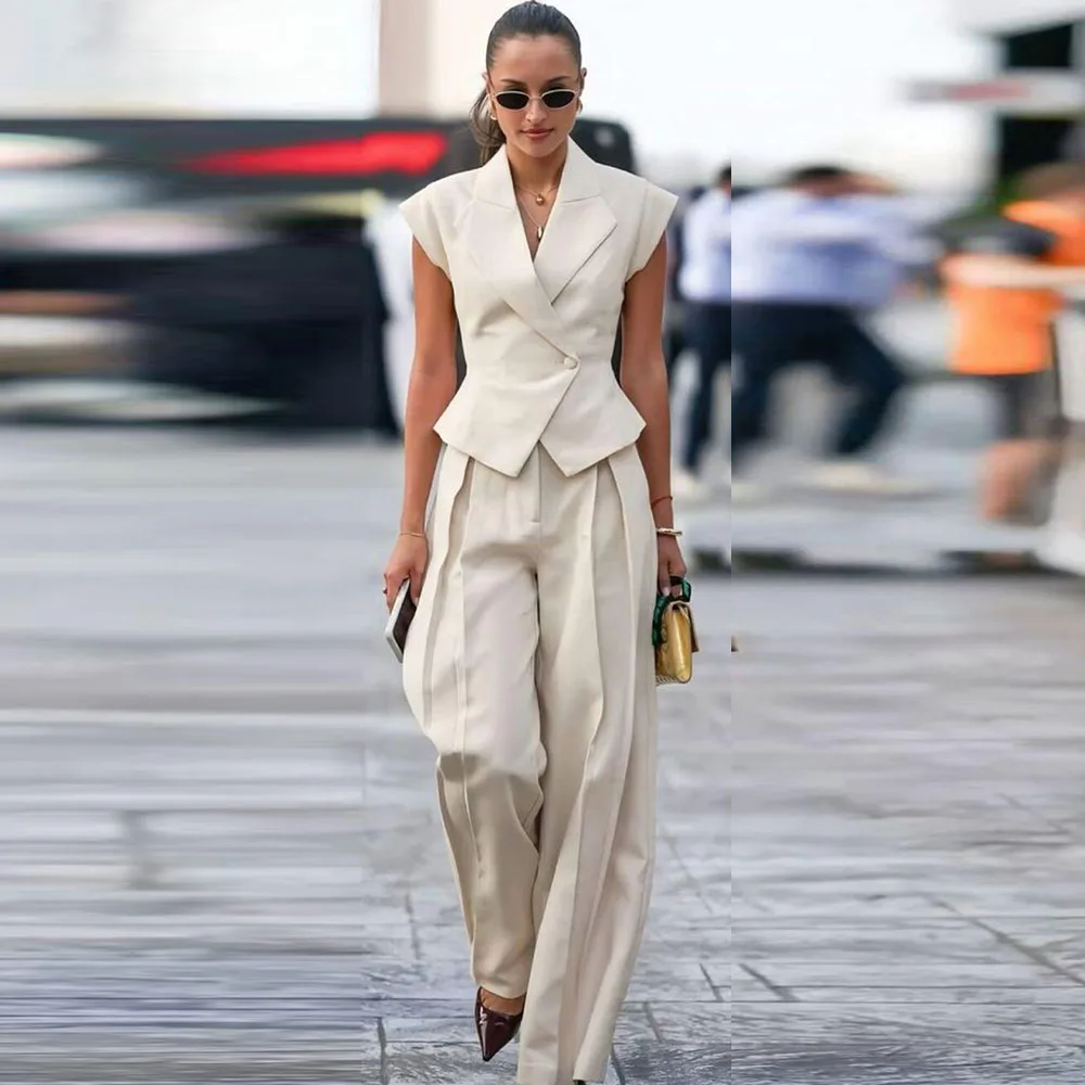 

Special Deisgn Women Suits High Quality Banquet Business Sleeveless Formal Occasion 2 Pieces Jacket Pant Female Clothing