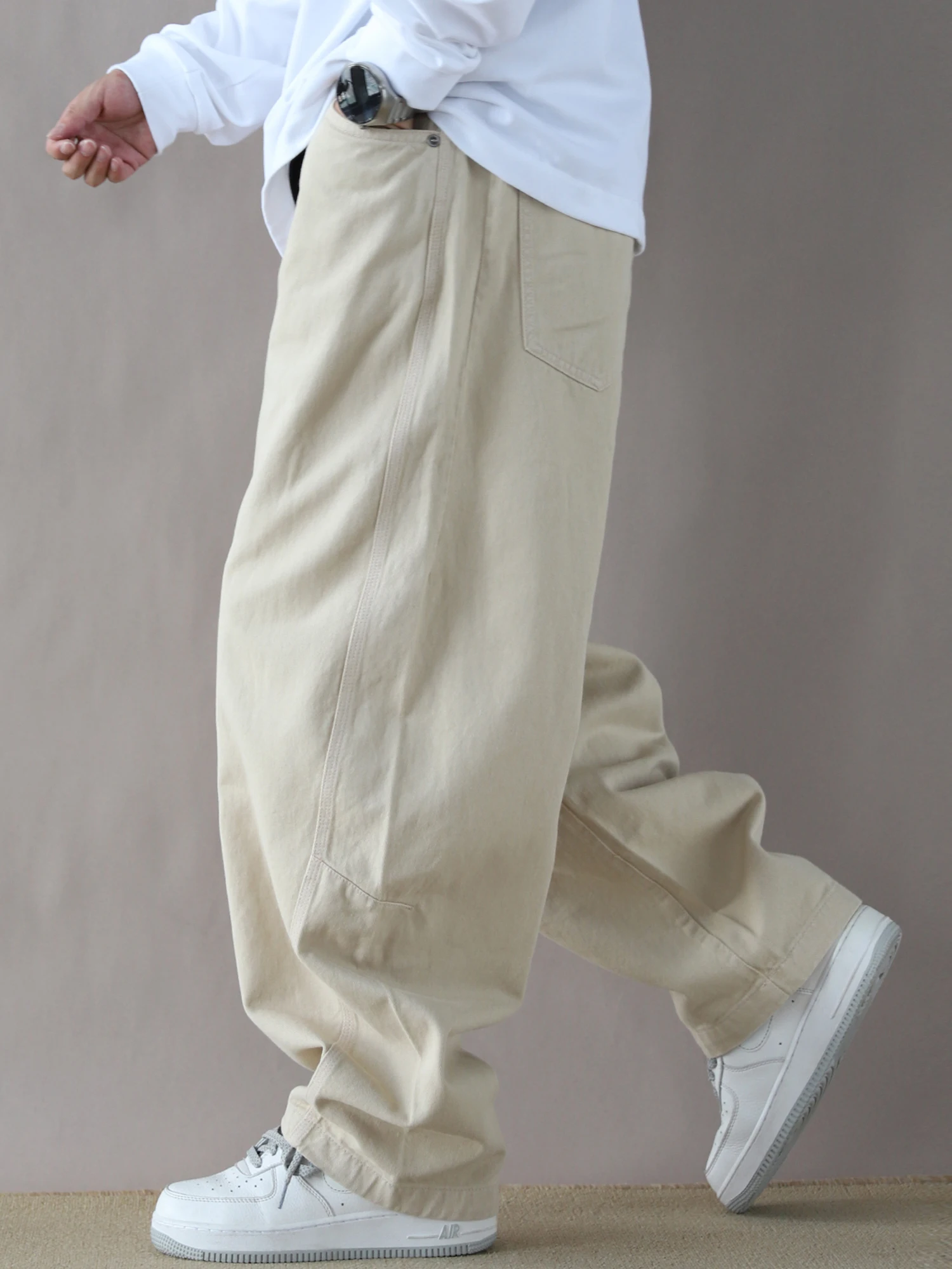 

Casual Loose Straight Leg Trousers Men's Sand Color mid Waist Workwear Pants Spring Autumn Versatile 2025 Knife