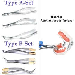 3 sztuk/zestaw stomatologia korzeń fragment ekstrakcja zębów kleszcze szczypce Instrument stomatologiczne kleszcze do ekstrakcji dla dorosłych ze stali nierdzewnej