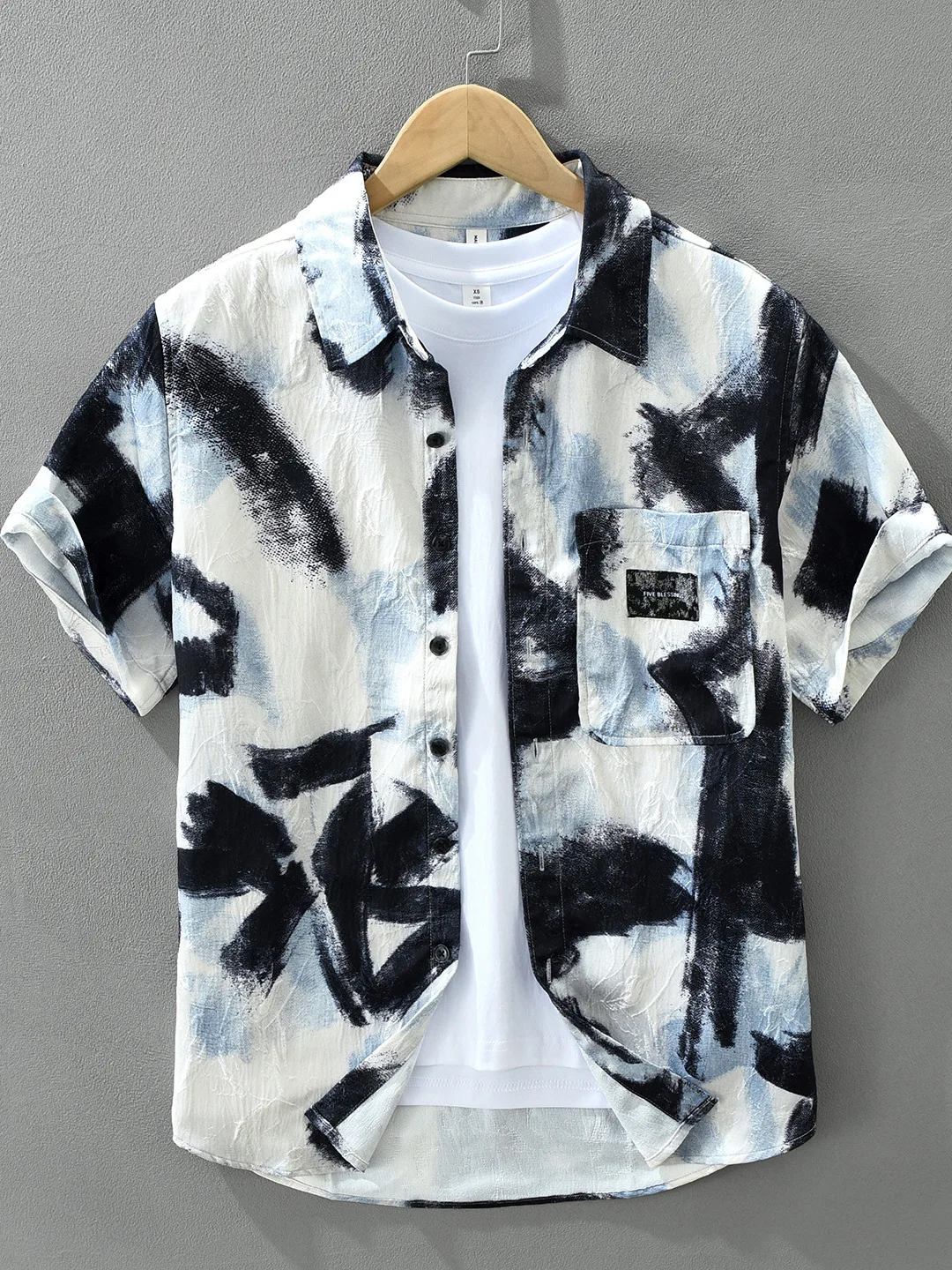 

Casual Loose Men's Short Sleeve Shirt Summer Thin Breathable Cotton Nylon Blend Printed Street Style Comfortable Fashionable