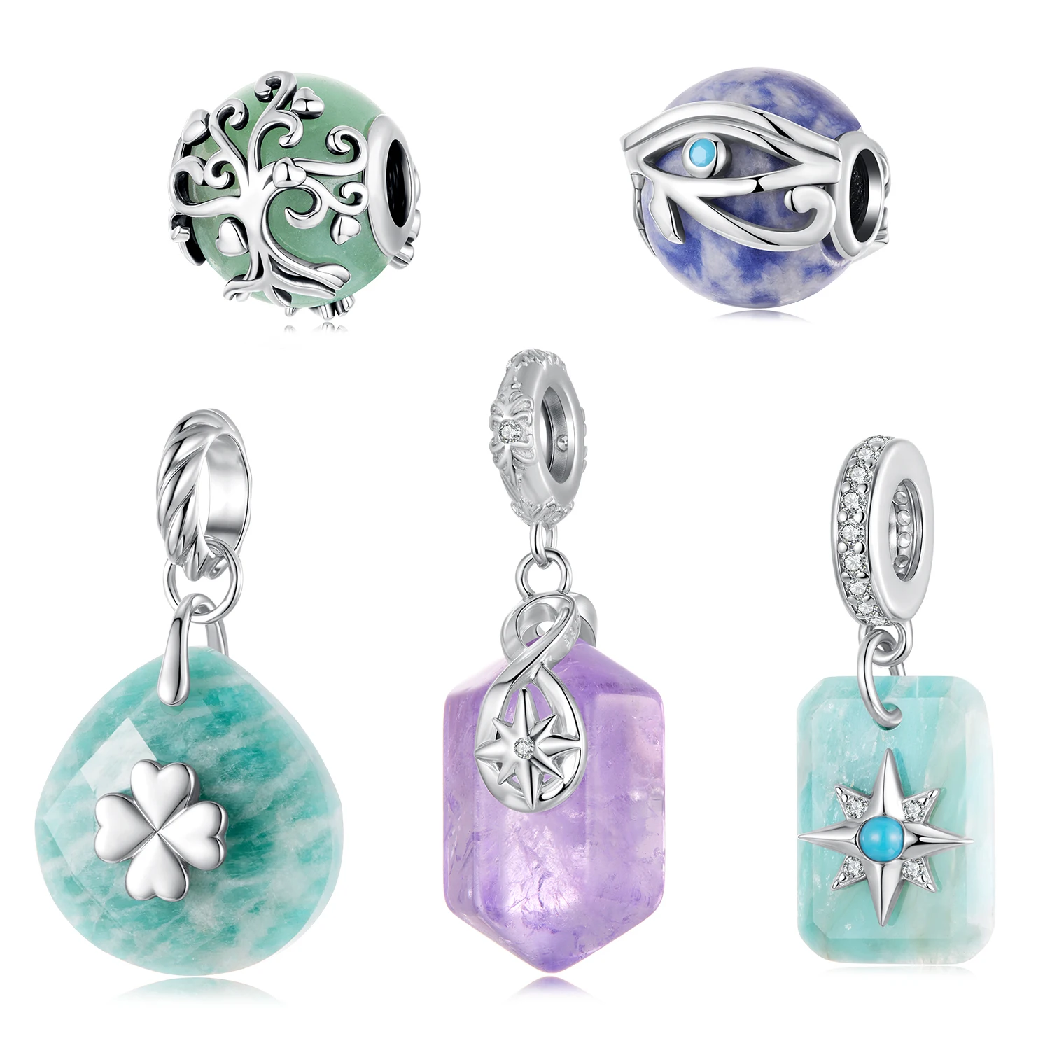 

Lucky Clover Подвески Энергия Тяньхе Камень Кристалл Звезда Древо Жизни S925 Серебряная Бусина Diy Глаз Гора Мудрости Opportunity Dream