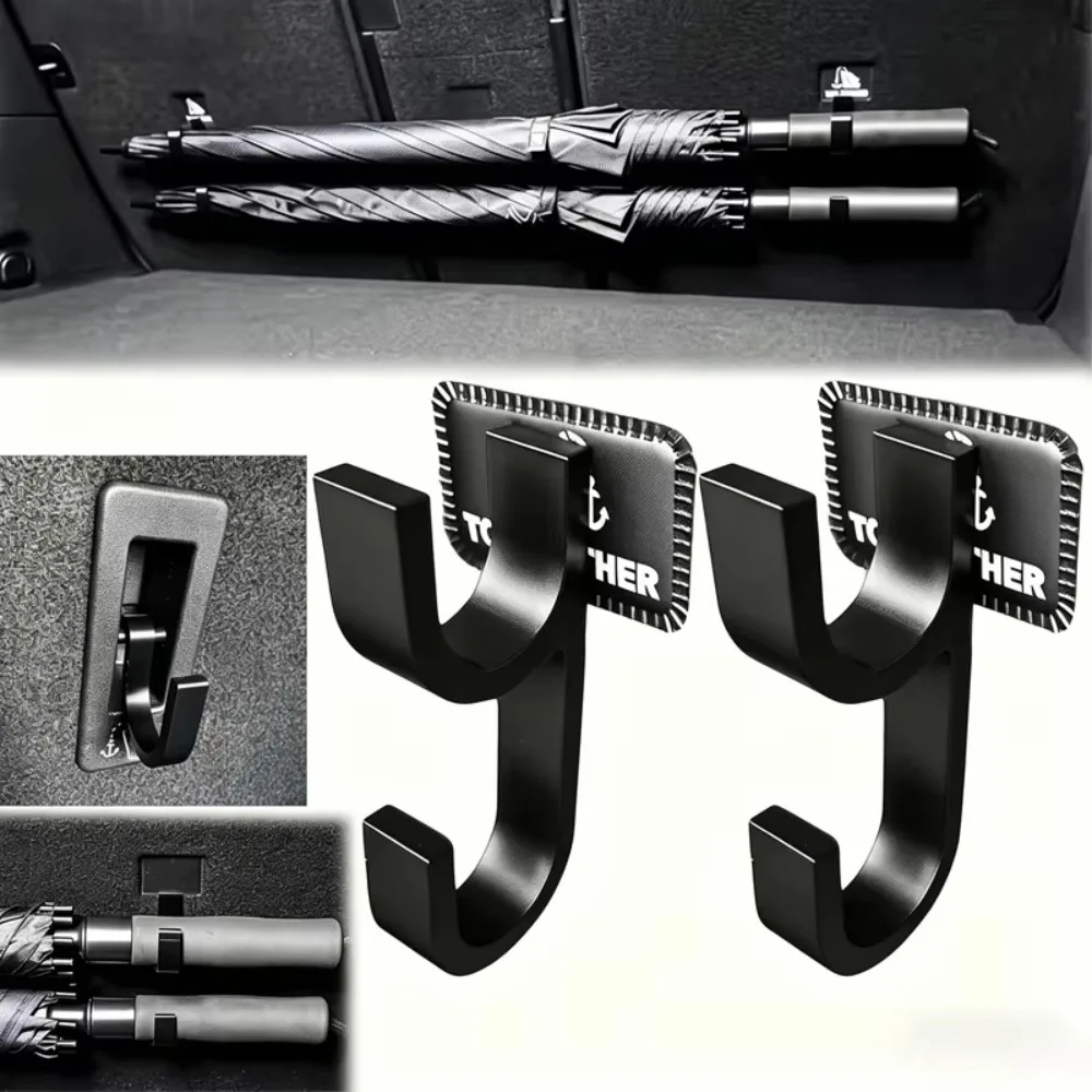 2026 2Pcs Car Trunk Hooks, Universal No-Drill Hanger, Storage Organizer for Umbrella, Towel, Fishing Rod, Camping Gear