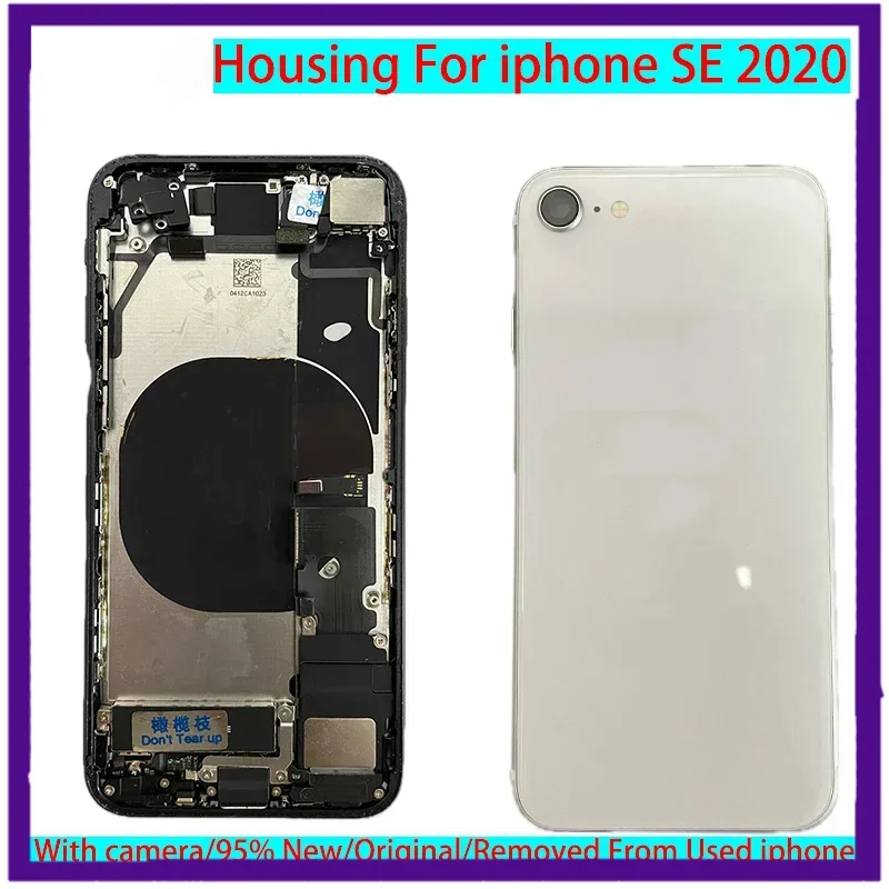 FOR iPhone SE 2020 Back Housing Battery Cover No  LCD Screen Rear Camera Middle Frame Replacement Part Removed From Used Phone