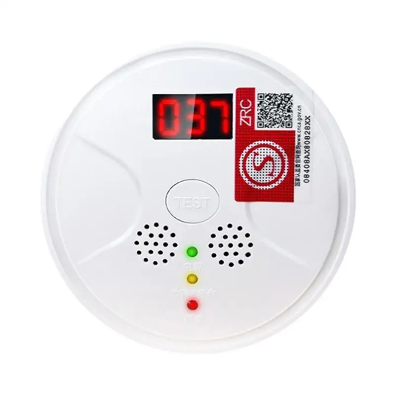 Alarma de monóxido de carbono Detector de alarma de CO Detector de alarma de monóxido alimentado por batería alarma de CO de viaje portátil con pantalla Digital y